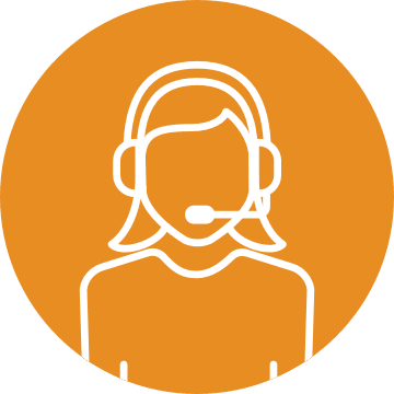 Orange icon of Care Coordinator speaking through a headset