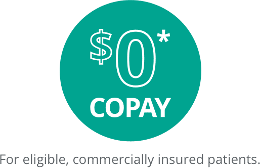Green icon that says $0* copay